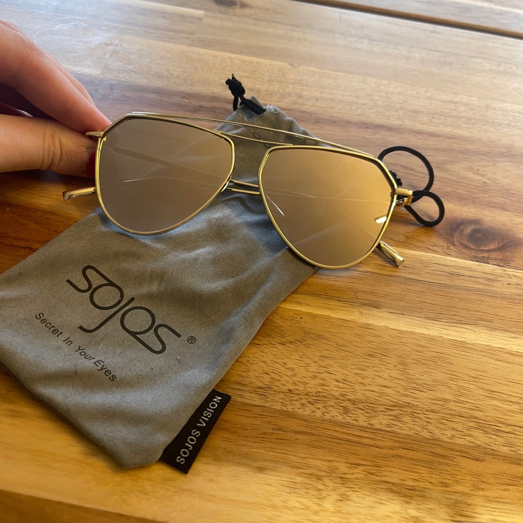 Sojos Mirrored Gold Aviator Sunglasses